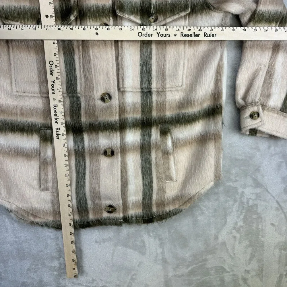 Y2k‎ American Eagle Brushed Plaid Oversized Shacket Shaggy Jacket Size Medium M